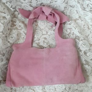 REDUCED 'West' Brand Pink Suede Leather Pocketbook